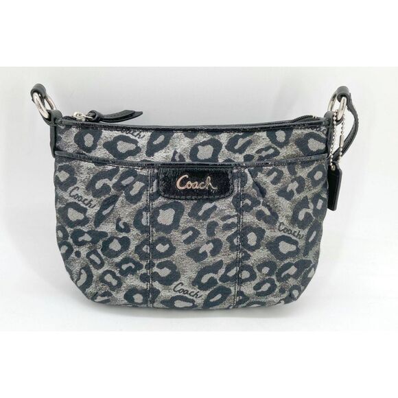 Coach Metallic Black & Silver Cheetah Ocelot Print Crossbody Bag - Picture 1 of 6